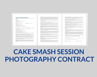 Cake Smash Photography Session Contract, Cake Smash Photographer Contract  Template, Word Template