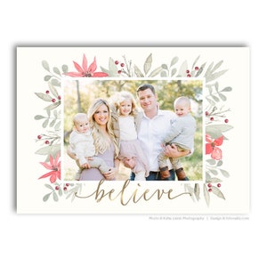 Christelijke kerstfotokaart | Religieuze Feestdagenkaart | Photoshop-sjabloon: GELOOF