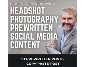 Headshot Photography Social Media Captions, Done-For-You Posts, 31 Engagement Prompts, Business Branding Content, Digital Planner