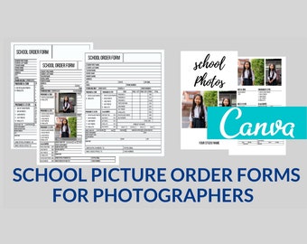 School Picture Order Form | Editable Canva Template for Photographers | Photo Order Sheet