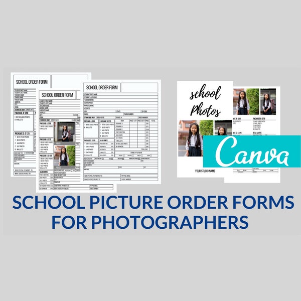 School Picture Order Form Template for CANVA, Photographer, Picture Order Form Template, School Photographer, Portrait Photography, Family