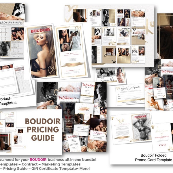 Boudoir Marketing Bundle for Photographers, Boudoir Photography Templates, Pricing, Forms, Client Guide, Welcome Packet, Magazine