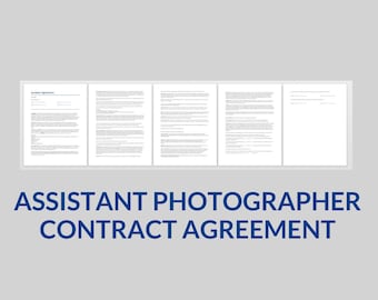Assistant Photographer Contract, Second Shooter Agreement, Editable Word DOC, Freelance Photo Contract, Legal Template