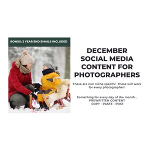 December Social Media Content for Photographers | 42 Instagram Captions + 2 Year-End Emails | Facebook Posts
