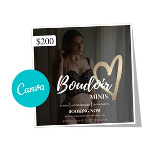 Boudoir Mini Session Marketing Vorlage | Canva Social Media & E-Mail-Grafiken | Fotografie Promo Kit