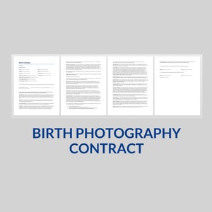 Birth Photography Contract Template | Editable Photographer Agreement | Printable Word & PDF