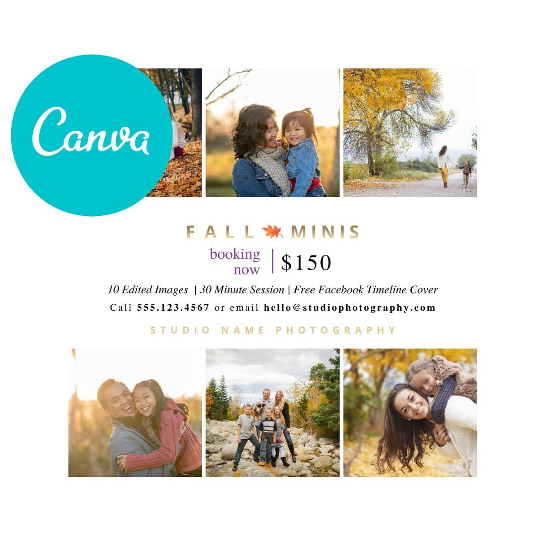 Fall Mini Session Marketing Template, Fall Canva Marketing Template ...
