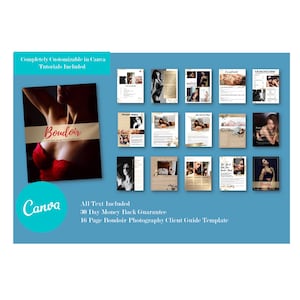 Boudoir Client Guide Canva Template | Editable Welcome Packet, Magazine Template for Boudoir Photographers, Gold