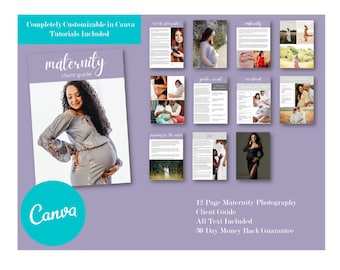 Maternity Photography Welcome Packet for Canva, Client Guide, Magazine Template for Maternity Photographers