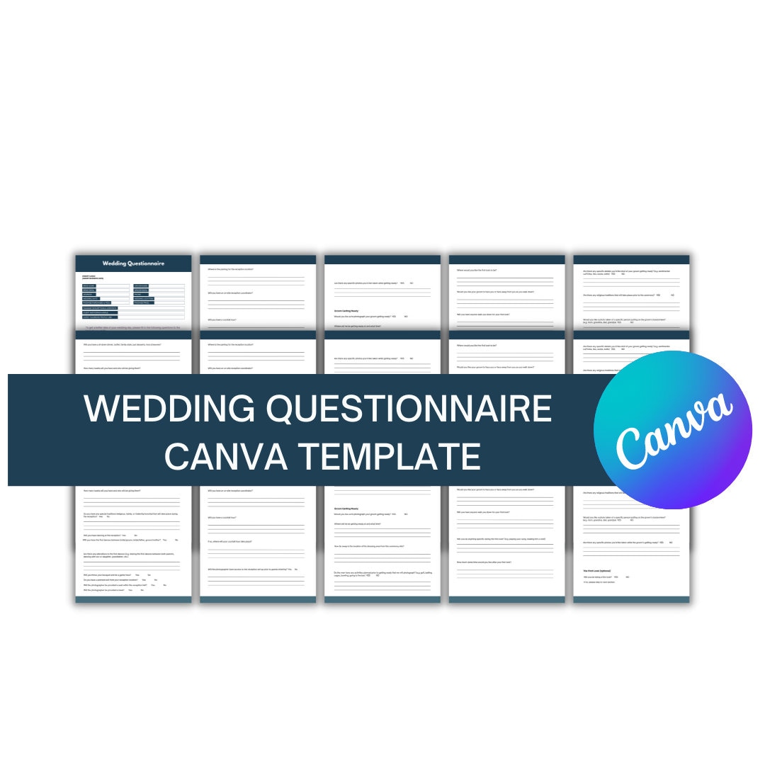Wedding Photography Questionnaire Template for Photographers for Canva