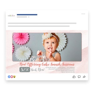 Cake Smash Sessions Marketing Templates for Photographers, Cake Smash Photography Mini Session Templates, PSD Templates