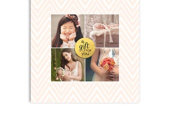 Photography Gift Certificate - Chevron Design 5x5 Card - Photoshop Template for Photographers