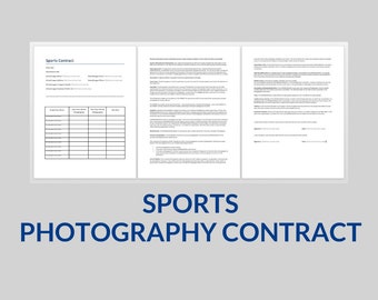 Sports Photography Contract, Editable Word Template, Team Photo Agreement, Photo Shoot Form, Digital Download, Business Template