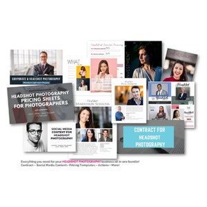 Headshot Photography Business Bundle | Client Guide, Marketing Template & Social Media Kit for Headshot Photographers