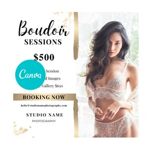 Boudoir Marketing Template Gold für Fotografen Canva Template, Mini Session Template für Boudoir Fotografen