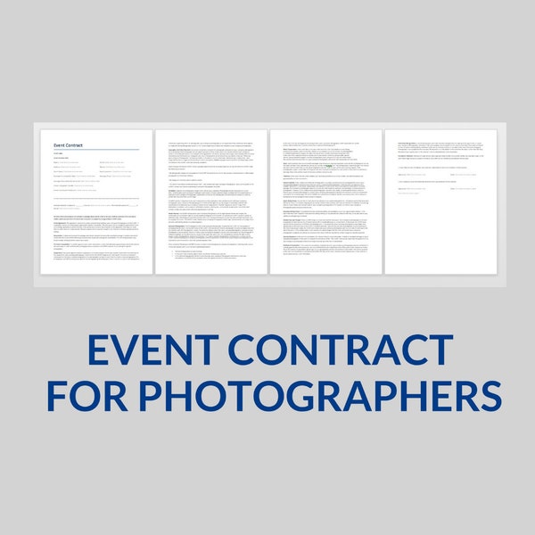 Event Photography Session Contract, Event Photographer Contract Template, Word Template