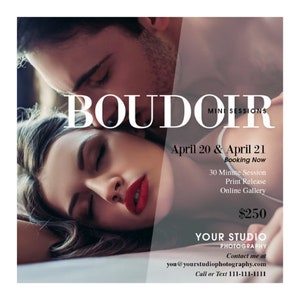 3 Piece Boudoir Photography Mini Session Marketing Templates for Photographers, Facebook & Instagram Templates