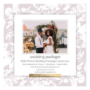 Wedding Photography Marketing Templates, Photoshop Templates, Facebook & Instagram Story Templates