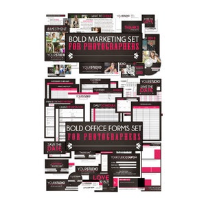 Conjunto de marketing de fotografía atrevido y formularios de oficina de fotografía para fotógrafos