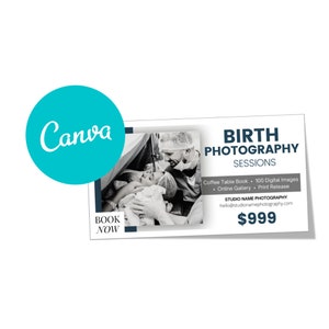 Birth Photography Session, Birth Photography Marketing Template for Photographers for Canva, Fresh 48 Templates for Birth Photographers