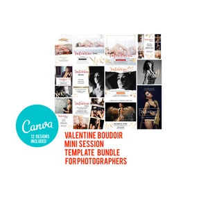 Valentine Mini Session, Boudoir Fotografie Marketing Vorlagen Bundle für Fotografen für Canva für Boudoir Fotografen