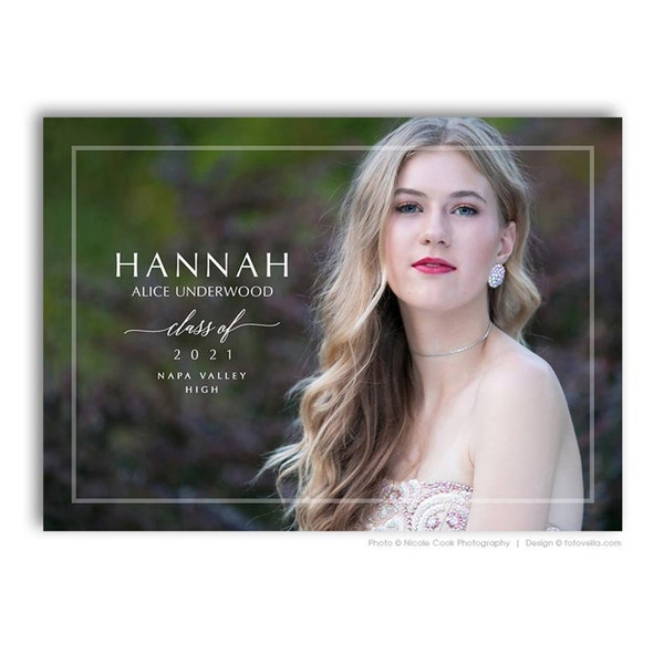 Senior Graduation Card Template - Senior Open House Announcement - For Photographers - Photoshop Required - HANNAH