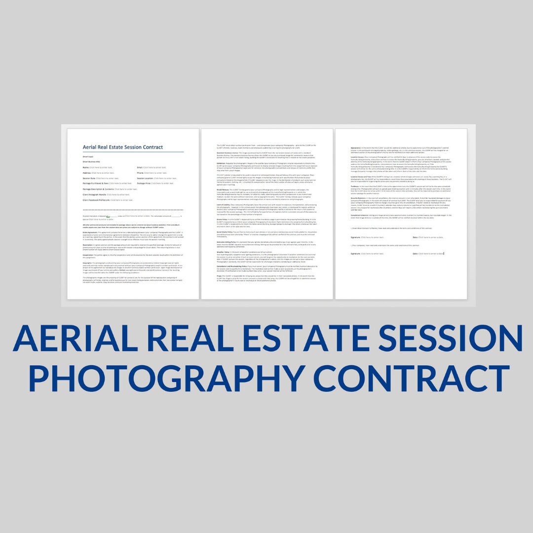 Aerial Real Estate Photography Contract Template Editable Real Estate