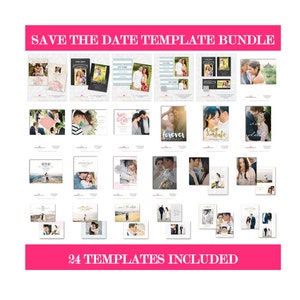 24 Save The Date Template Bundle, PSD, Wedding Photography, Engagement Photographer, Photoshop