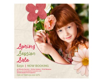 Spring Mini Session Template, Spring Marketing Template, Marketing Board, Photoshop Template, Spring Minis, Photographer