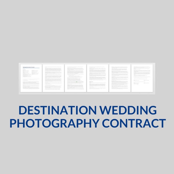 Destination Wedding Photography Session Contract, Destination Wedding Photographer Contract Template, Word Template