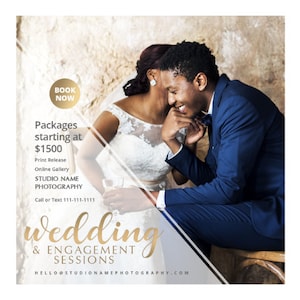 Wedding Photography Marketing Templates, Photoshop Templates, Facebook & Instagram Story Templates