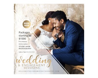 Plantillas de marketing para fotografía de bodas, kit PSD para redes sociales, promoción de historias de Instagram, diseño de publicaciones de Facebook