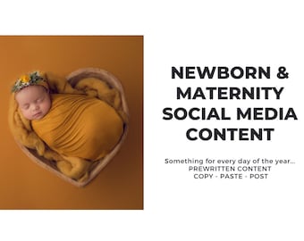 Neugeborenen und Mutterschaft Fotografie Social Media Kit | 365 vorgefertigte Bildunterschriften und Post-Ideen für Fotografen | Instagram Facebook Inhalt