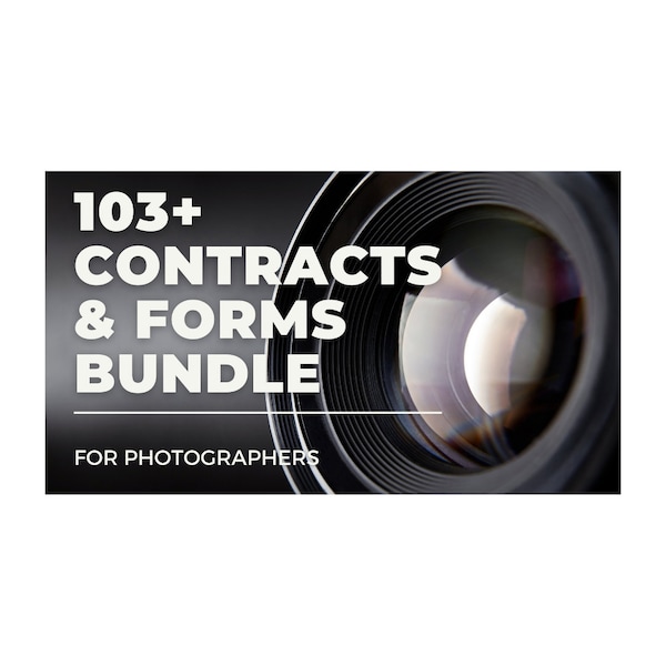 103 Photography Contracts and Photographer Order Forms Bundle, Portrait, Newborn, Wedding, Birth, Personal Branding, Corporate, Family