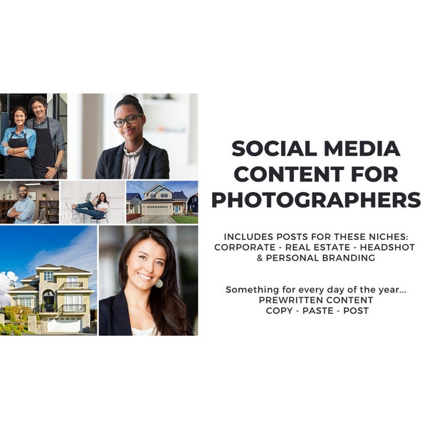 Corporate - Real Estate - Headshot - Personal Branding - Photography Social Media Content *Copy-Paste-Post* -for Photographers