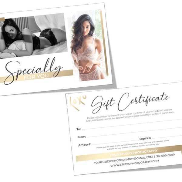 Boudoir Gift Certificate Template for Photographers PSD Template | Photoshop Template