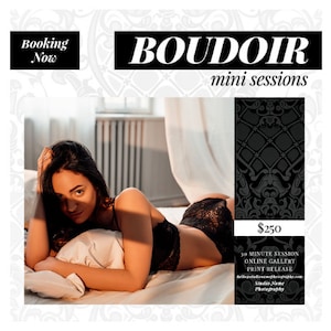 3-delige Boudoirfotografie Minisessie-marketingsjablonen voor fotografen, Facebook- en Instagram-sjablonen