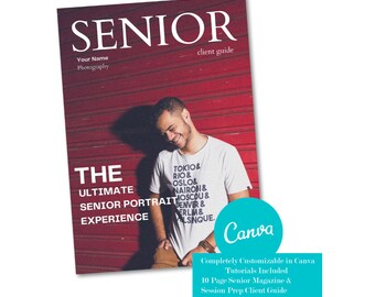 Senior Client Guide, Senior Photography Welcome Packet Template for Canva, Senior Magazine Template 3