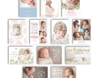 Birth Announcement Cards for Photographers - 12 Piece Bundle