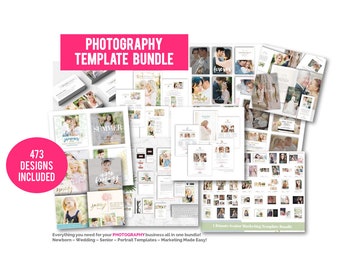Fotovella Photography Template Collection, 473 Portrait, Newborn, Wedding, Senior Photoshop Template Bundle for Photographers PSD Marketing