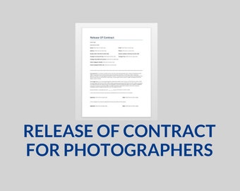 Release of Contract Photography Template, Photographer Termination Agreement, MS Word Doc, Session Cancellation Form