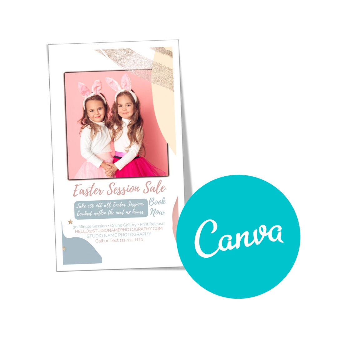 Spring and Easter Marketing Template Bundle for Photographers, For CANVA,  Mini Session Templates