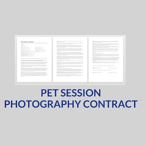Pet Photography Contract Template | Editable Session Agreement, Word Template
