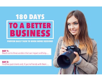 180 Daily Photography Business Tasks, Client Booking Guide, Marketing & Growth Planner, Photographer Strategy Ebook