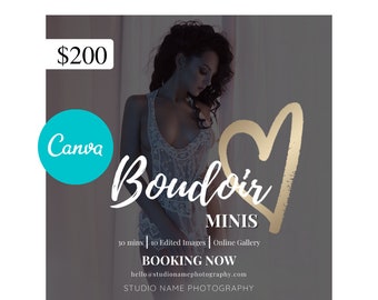 Mall för boudoirmarknadsföring för fotografer Canva-mall, mall för minifotografering för boudoirfotografer