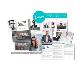 Headshot Photography Canva Templates, Client Guide, Branding Kit, Photographer Marketing, Business Forms, Editable Templates