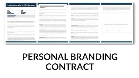 Personal Branding Photography Contract, Client Agreement Template, Editable PSD File, Photoshoot Form, Digital Download, Business Template
