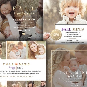 Fall Mini Session Marketing Templates for photographers - 4 Piece Bundle - Digital Marketing Templates, photography mini sessions