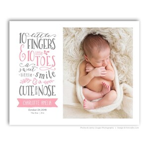 Photo Collage Template for Photographers - Baby Love - Newborn Birth Story Collage 16x20 - BABY CHARLOTTE
