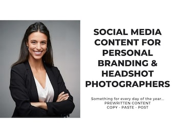 365 Personal Branding Headshot Captions, Social Media Content Calendar, Done-for-You Posts, Photographer Marketing